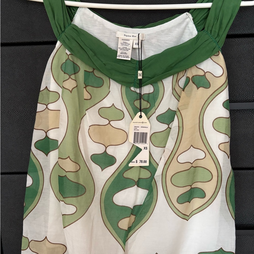 Green and White Patterned Tank